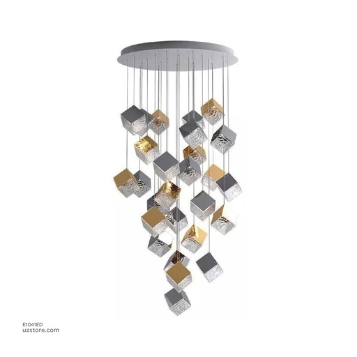 [E1041ED] Pendant lamp Ø:1000*H7000 Stainless steel+Glass Brushed Brass+Brushed Black 3000K , 66037-1000-42
