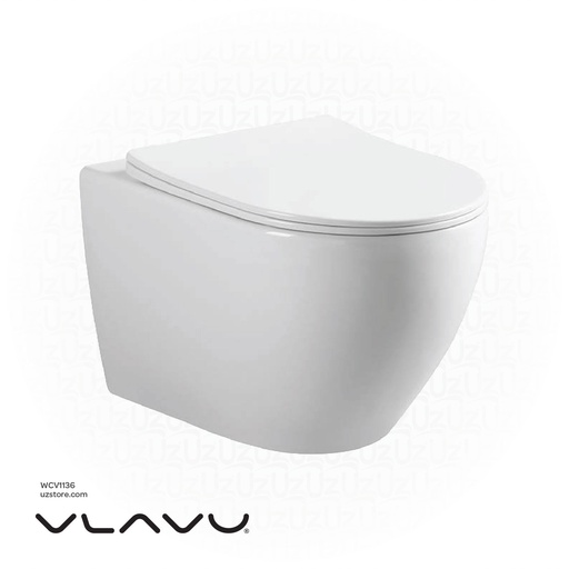 [WCV1136] Vlavu wall-hung toilet ( WC ) Tornado Flushing System P-trap: 180mm roughing-in UF seat & cover 520*320*300mm CB.16.0113