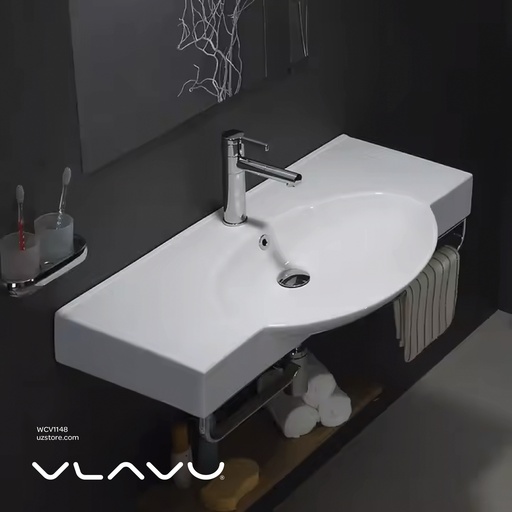 [WCV1148] Vlavu Stainless Steel Vanity, Stainless Steel Base,  Ceramic Basin, 740*325*450mm, CS. 12.0030-75