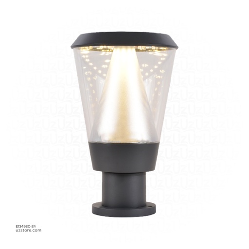 [E1349SC-24] Outdoor LED light, Matt Black, 24W, 3000-3500K, Die casting aluminum+PC(anti UV), SMD, φ220*350MM, SH-202237L/350