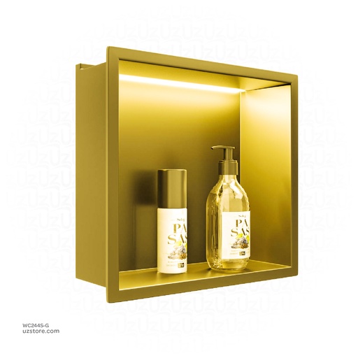 [WC244S-G] Gold Stainless steel Niche wall with light 32x32x12.5cm , B1011K-LED