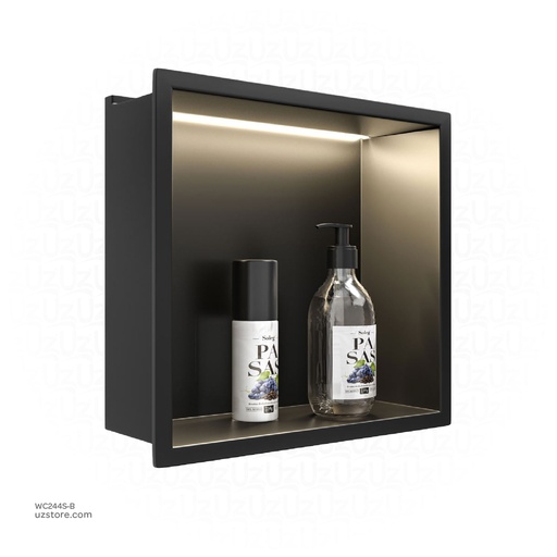 [WC244S-B] Matte Black Stainless steel Niche wall with light  , B1011B-LED