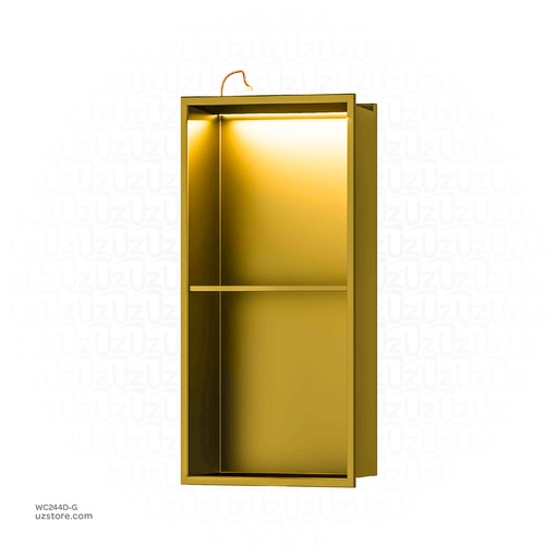 [WC244D-G] Gold Stainless steel Double Niche wall with light 70x28x12.5cm , B2023K-LED-L