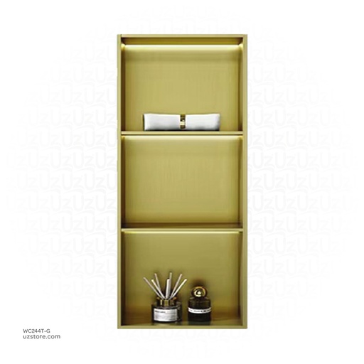 [WC244T-G] Gold Stainless steel Triple Niche wall with light 90x28x12.5cm , B3023K-LED-L