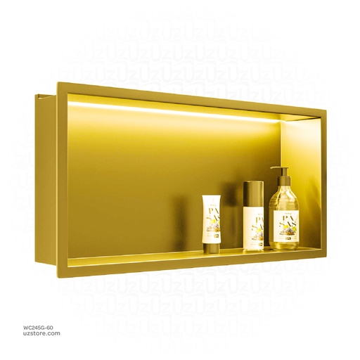 [WC245G-60] Gold Stainless steel Single Niche walls with light 60x30x12.5cm , B1021K-LED