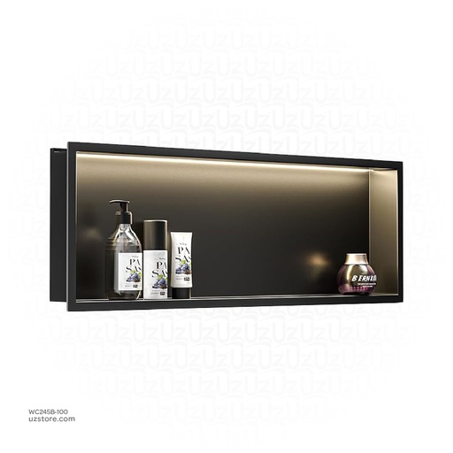 [WC245B-100] Matt Black Stainless steel Single Niche walls with light  , B10021B-LED