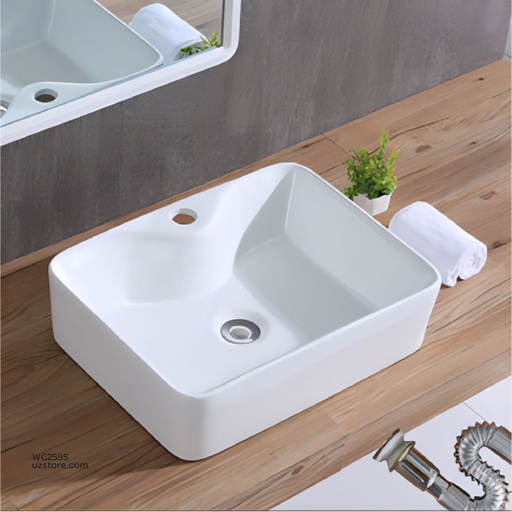 [WC259S] Basin,Square, made of Corian, White Matt KZA-23106090B 360*360*170 