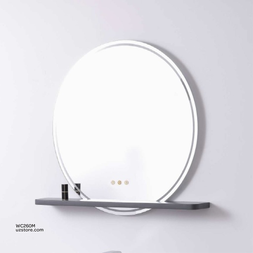 [WC260M] Mirror with LED light, microwave sansor, with shelf  KZA-23102090M 800*800*25