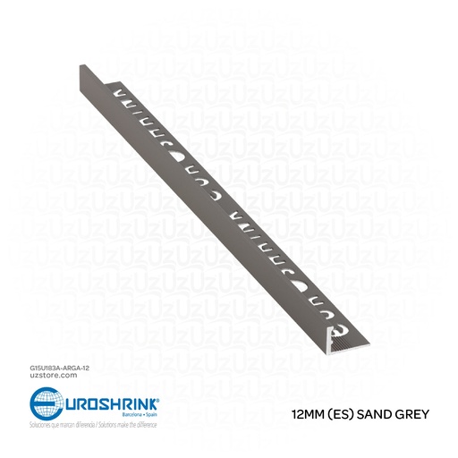 [G15U183A-ARGA-12] UROSHRINK Spain Tile Corner Steel Trim 183A-ARGA-12 Arena Gris 12MM (ES) Sand Grey