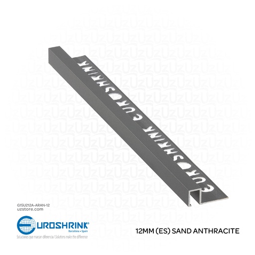[G15U212A-ARAN-12] UROSHRINK Spain Tile Corner Steel Trim 212A-ARAN-12 Arena Antracita 12MM (ES) Sand Anthracite