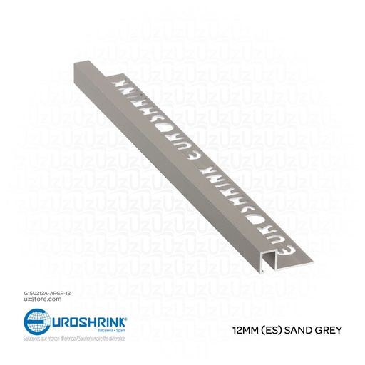 [G15U212A-ARGR-12] UROSHRINK Spain Tile Corner Steel Trim 212A-ARGR-12 Arena Gris 12MM (ES) Sand Grey