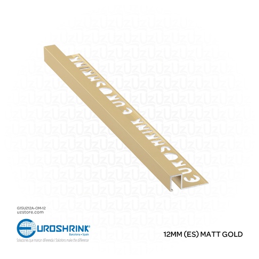 [G15U212A-OM-12] UROSHRINK Spain Tile Corner Steel Trim 212A-OM-12 Oro Mate 12MM (ES) Matt Gold