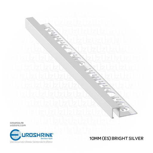 [G15U212A-PB] UROSHRINK Spain Tile Corner Steel Trim 212A-PB Plata Brillo 10MM (ES) Bright Silver