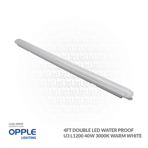 [L224L-40WW] OPPLE 4Ft Double LED Water Proof LED Waterproof-U3 L1200-40W-30K-FR-GP-DZ 3000K Warm white 531000023300