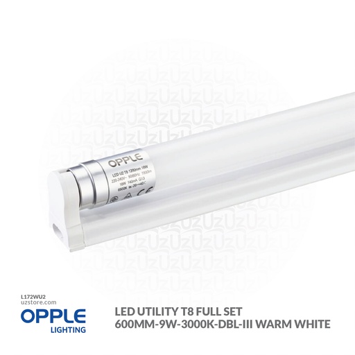 [L172WU2] OPPLE LED Utility T8 Full set LED-U2-T8 Set-600mm-9W-3000K-dbl-III Warm white 802003004710 