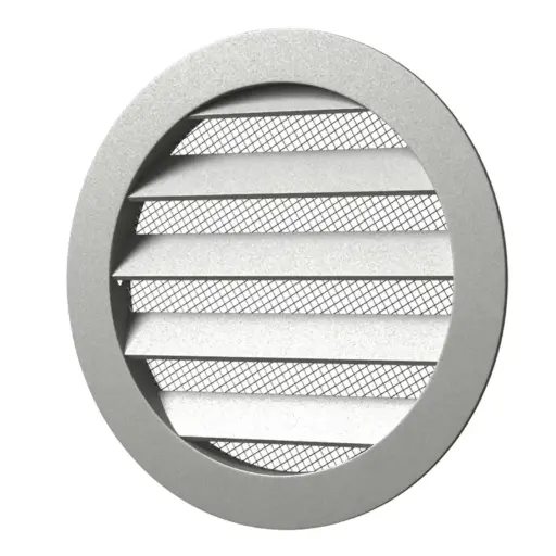 [ER411-10RKM] Outside round gril with screen D125 with flange D100, Aluminium ERA 10RKM ⌀100 Made in Russia