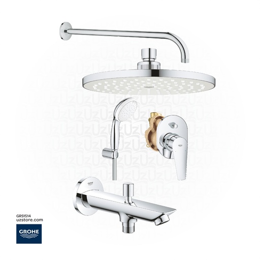 [GRS1514] GROHE Concealed Shower Bundle 514 (BauEdge OHM set bath  +Concealed body+ Head Shower 20 cm + shower arm 40 cm +Hand Shower set +Bath spout with diverter)  