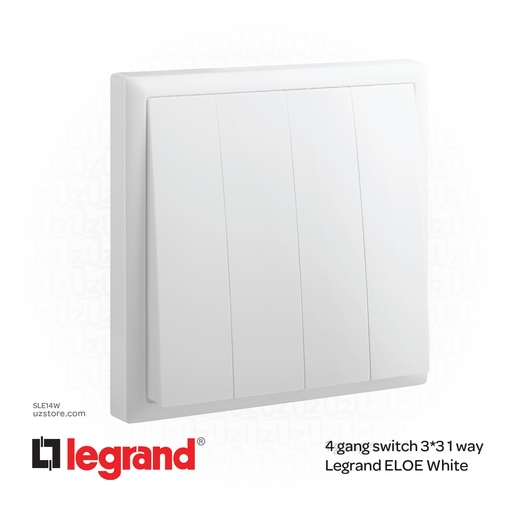 [SLE14W] 4 gang switch 3*3 1 way Legrand ELOE White