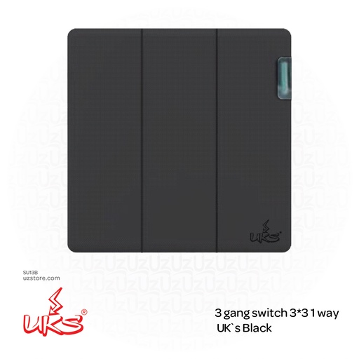 [SU13B] 3 gang switch 3*3 1way UK`s BKV1543 Black