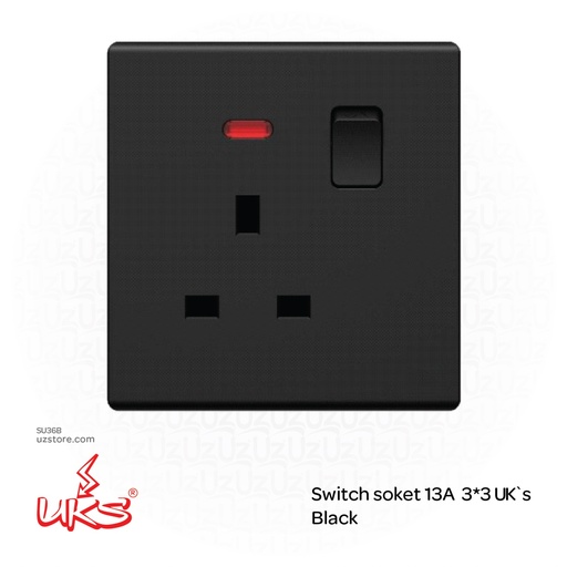[SU36B] Switch soket 13A 3*3 UK`s BKV1521 Black