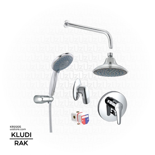 [KRS1205] KLUDI RAK Concealed Shower Bundle 205 (Concealed mixer 2 ways + Bath and shower mixer + Shower arm 40 cm + head shower + hand shower with holder and water outlet)