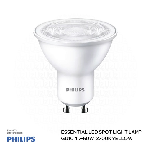 [EPHS4.7Y] PHILIPS Essential LED Spot Light Lamp 4.7-50W GU10 827 36D 2700K Yellow 929001250427