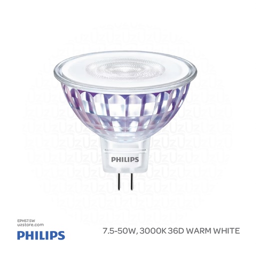 [EPHS7.5W] PHILIPS LED Spot Light Lamp Bulb MR16 7.5-50W, 3000K 36D Warm White