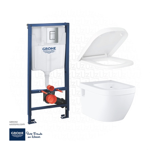 [GRS1312] GROHE EURO Ceramic Concealed WC Bundle 312 ( GROHE Rapid SL +Euro Ceramic WC wall hung, Basic + Euro Ceramic WC-seat  )  