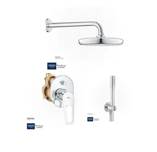 [GRS1529] GROHE Concealed SHower  Bundle 529 ( Concealed body set  BauLoop 2way+ Head Shower set + Stick HandShower )  