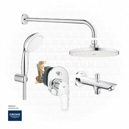 [GRS1534] GROHE Concealed Shower Bundle 534 (BauLoop OHM set bath  +Concealed body+ Head Shower 20 cm + shower arm 40 cm +Hand Shower set +Bath spout with diverter)   