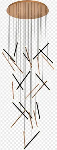 [E1057A-36] ثريا مودرن للأسقف المرتفعة   (أسود وذهبي)، قطر 80 سم، 130 واط , MD20047-36