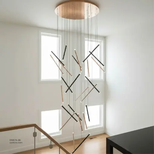 [E1057A-36] Double Height Chandelier (Black & Gold), Ø80cm, 130W , MD20047-36 