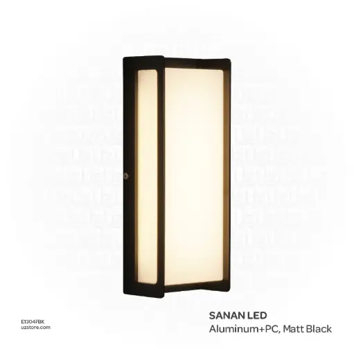 [E1304FBK] كنفيكس - إضاءة خارجية جدارية- 18 واط، ليد سانان، 100×65×255mm ، ألومنيوم وبولي كربونات، أسود مطفي،  6105 WW