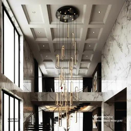 [E1057P-7.0] OPTARA Pendant Light - Ø:800×H7000mm, 3000K, Stainless steel, Rose gold 7079-800-32