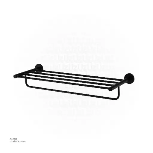 [A4-16B] Black Double towel rack 64.5x21x11cm Brass & stainless steel JM02B