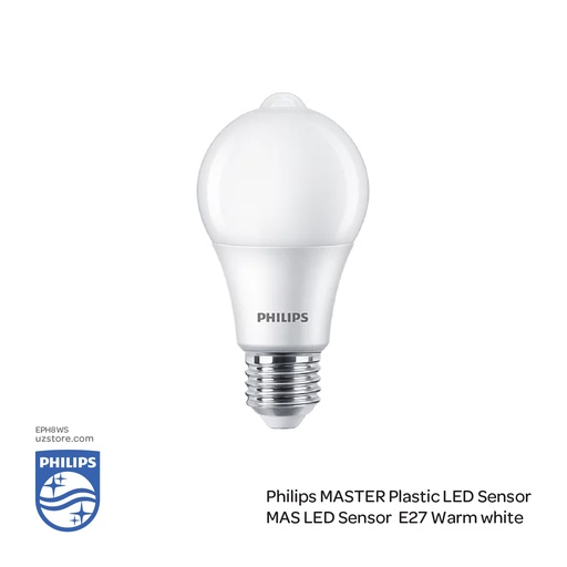 [EPH8WS] PHILIPS Master Plastic LED Sensor MAS ND 8-60W A60 E27 , 3000K Warm White 