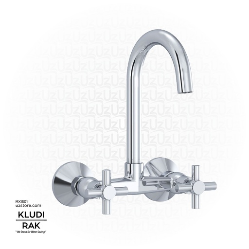 [MX1501] KLUDI RAK Premier X Dual Controlled Wall-Mounted Sink Mixer DN 15
 with Swivel Spout, RAK34001SU