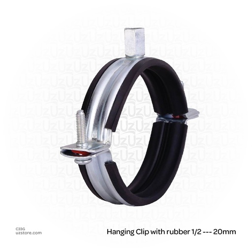 [C33g] Hanging Clip with rubber 1/2 --- 20mm