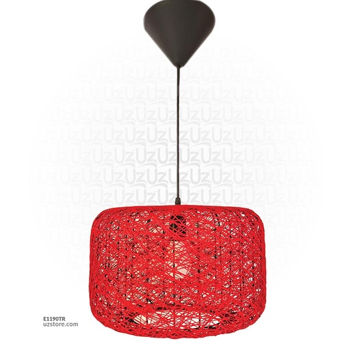 [E1190TR]  Red cylindrical Straw Hanging light 3374