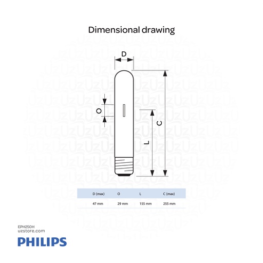 [EPH250H] PHILIPS Quartz Metal Halide Lamp Bulbs with Clear outer Lamp Bulb Bulb Mater HPI-T Plus 250W/645 E40 ,1SL/12 928481300098