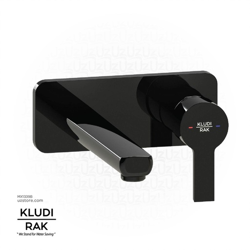 [MX1339B] KLUDI RAK 2 Hole Wall Mounted Concealed Basin Mixer (220mm Spout) RAK13024.BK2 Black