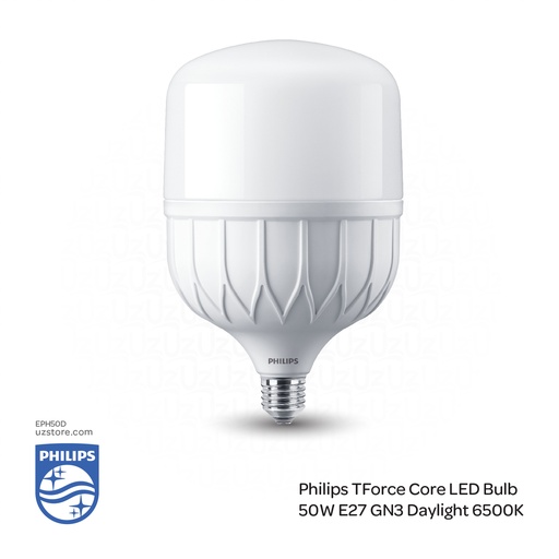 [EPH50D] فيليبس مصباح النواة ليد ، بقوة 50 واط ، 6500 كلفن لون ضوء نهاري بارد أبيض 
PHILIPS TForce Core LED E27