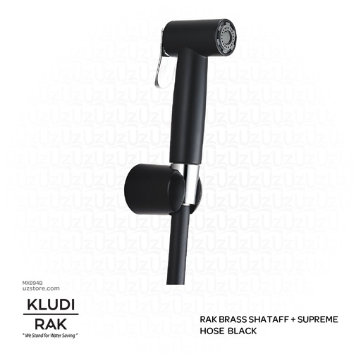 [MX894B] KLUDI RAK Brass Shattaf with Supreme Hose and Wall Bracket,
Matt Black RAK32002.BK2