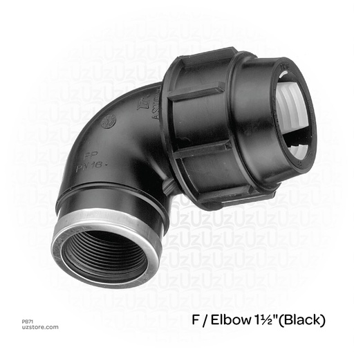 [PB71] Female Elbow 1½"( Black )
