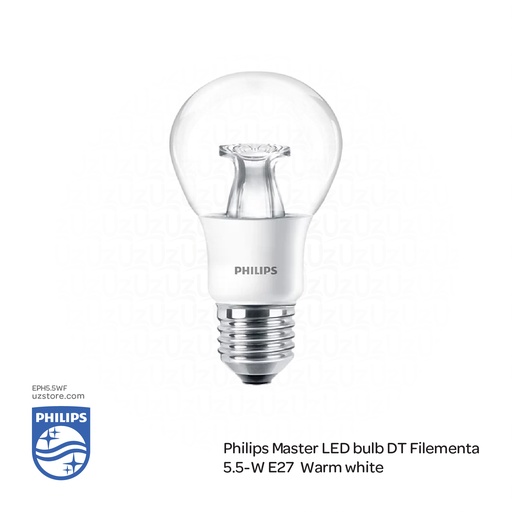[EPH5.5YF] PHILIPS Master LED DT Filemental Lamp Bulb 5.5-40W E27 A60 CL , 2700K Warm White 
