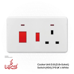 [SU63W] Cooker Unit D.B (D.B+Soket) Switch (45A) 3*6 UK`s White