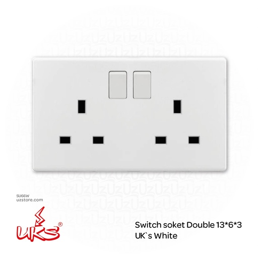 [SU66W] Switch Soket Double 13*6*3 UK`s White (V1522)