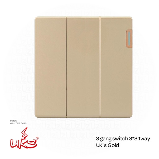 [SU13G] 3 gang switch 3*3 1way UK`s Gold (GDV1543)