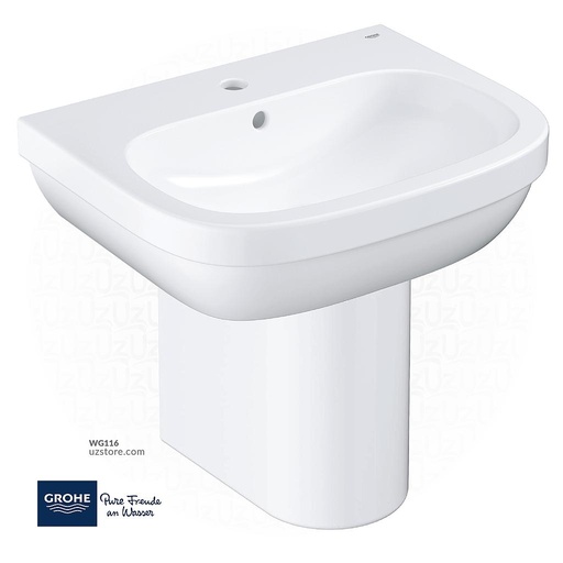 [WG116] EURO Ceramic washbasin wall hung 60 + EURO ceramic semi pedestal GR39335000+GR39201000 GROHE  