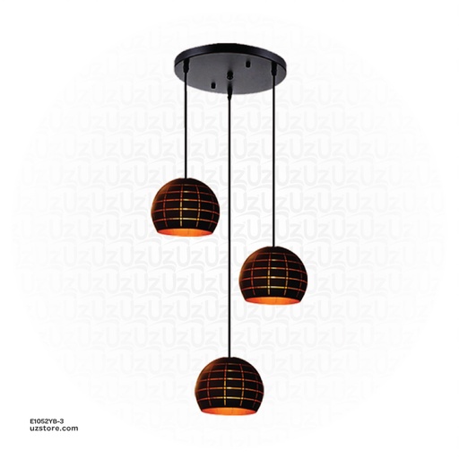 [E1052YB-3] Black Triple Pendant Light 5002/3